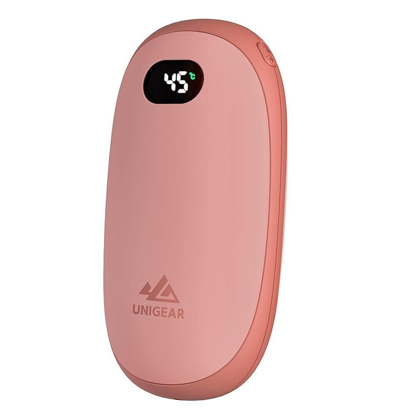 【特価商品】Unigear 充電式カイロ モバイルバッテリー機能付きUSB 電気カイロ 繰り返し利用可 電気あんか 5200mAh 携帯充電器 35-55C自由温度調節可能 3秒両面急速発熱 温度と電力デジタル表示 