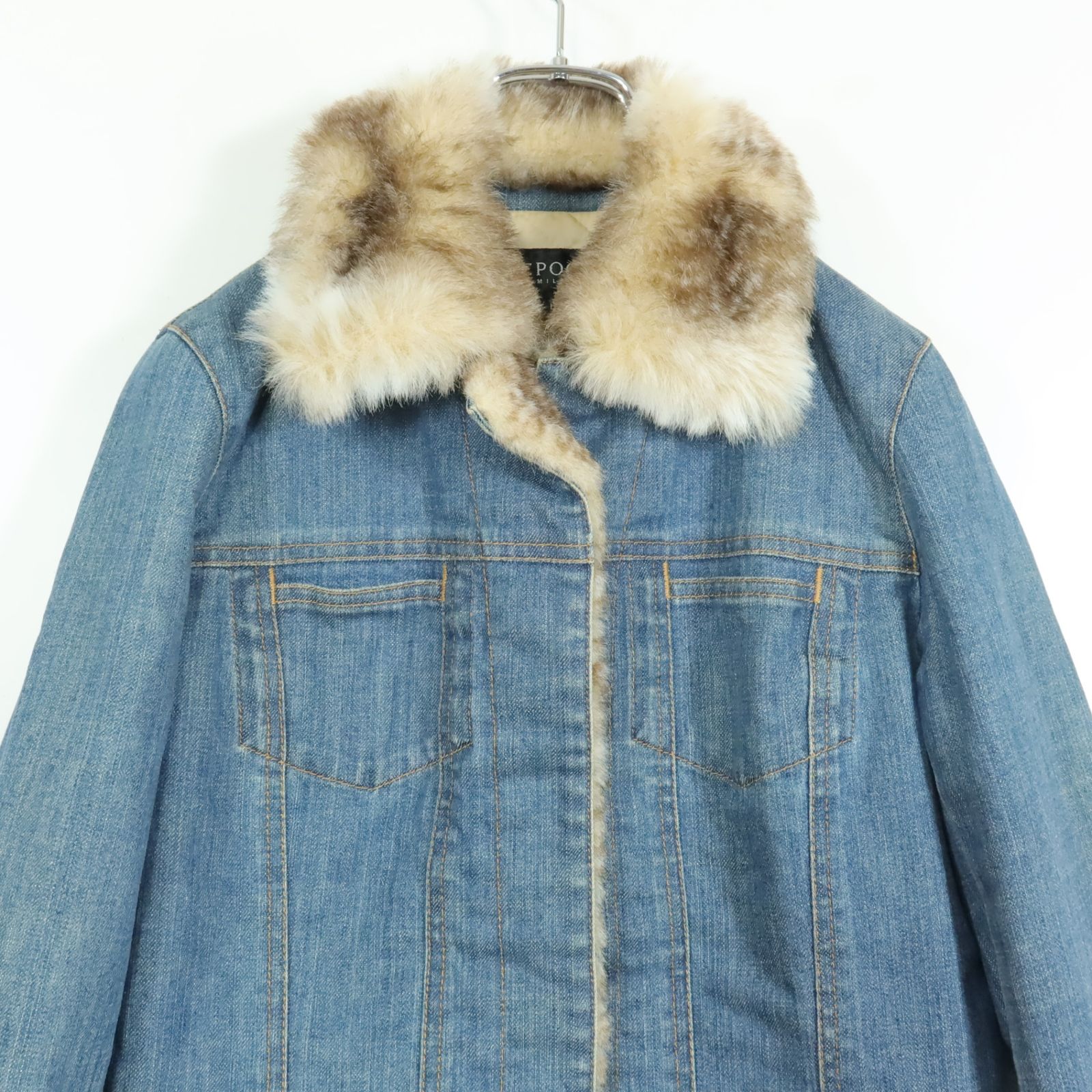 EPoca ファー付きデニムジャケット ITL 38 EPoca ファー付きデニムジャケット ITL 38 美品】エポカ☆フェイク