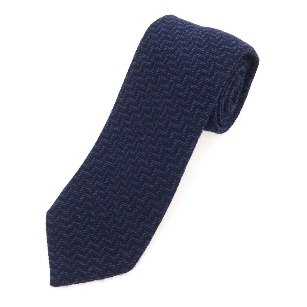 ニッキー nicky ウールシルク ヘリンボーン柄ネクタイ ダークネイビーxブルー メンズ