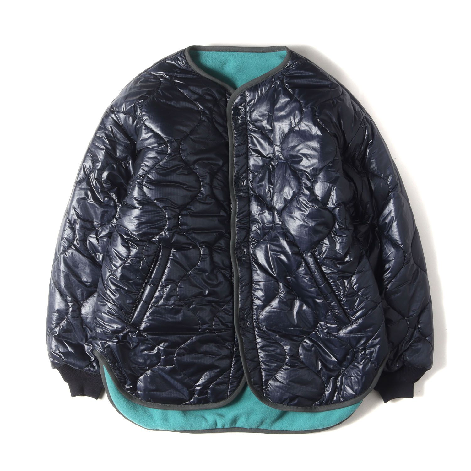 DESCENDANT ディセンダント ジャケット サイズ:3 23AW キルティング×フリース リバーシブルジャケット ASMIL NYLON JACKET CLIMASHIELD ネイビー グリーン アウター ブルゾン 上着【メンズ】