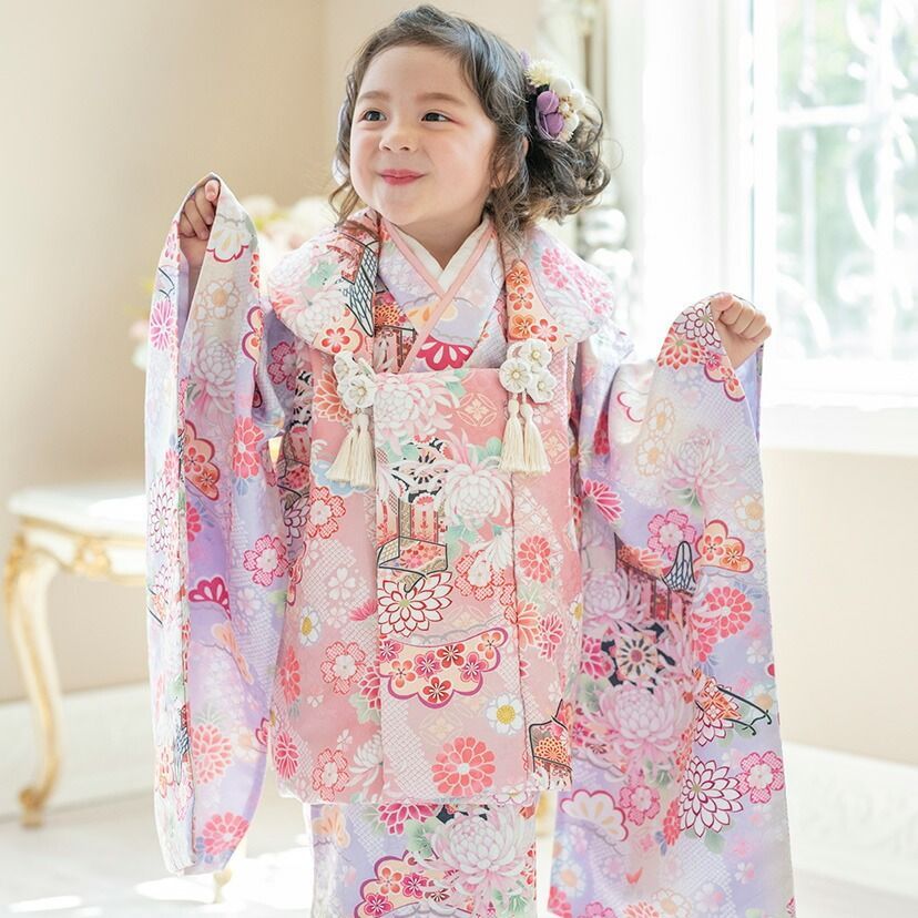 いにしえ華車 藤×桃 ジャガードプリント被布セット TAK キッズ キャサリンコテージ
