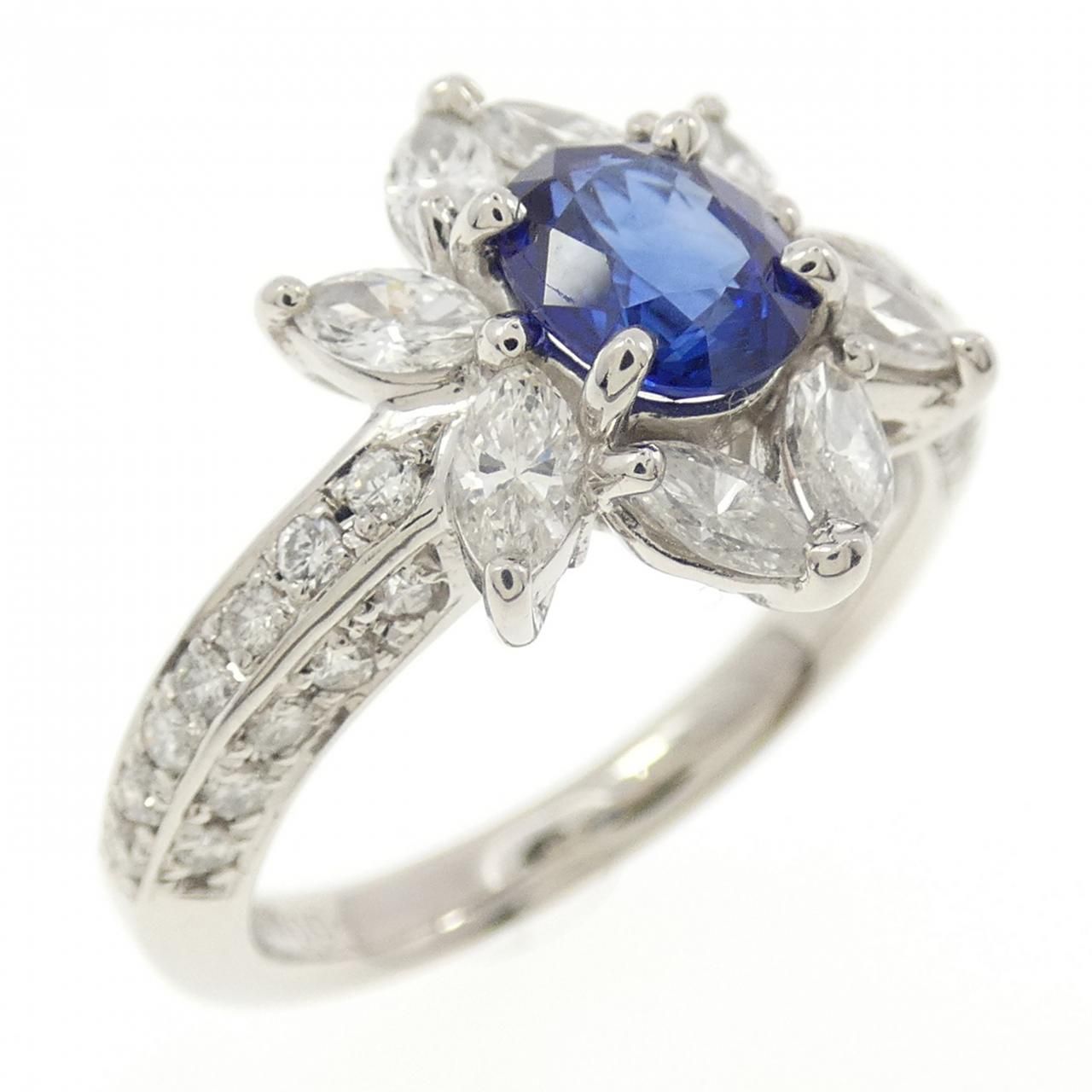 PT900 フラワー サファイヤ リング 0.93CT