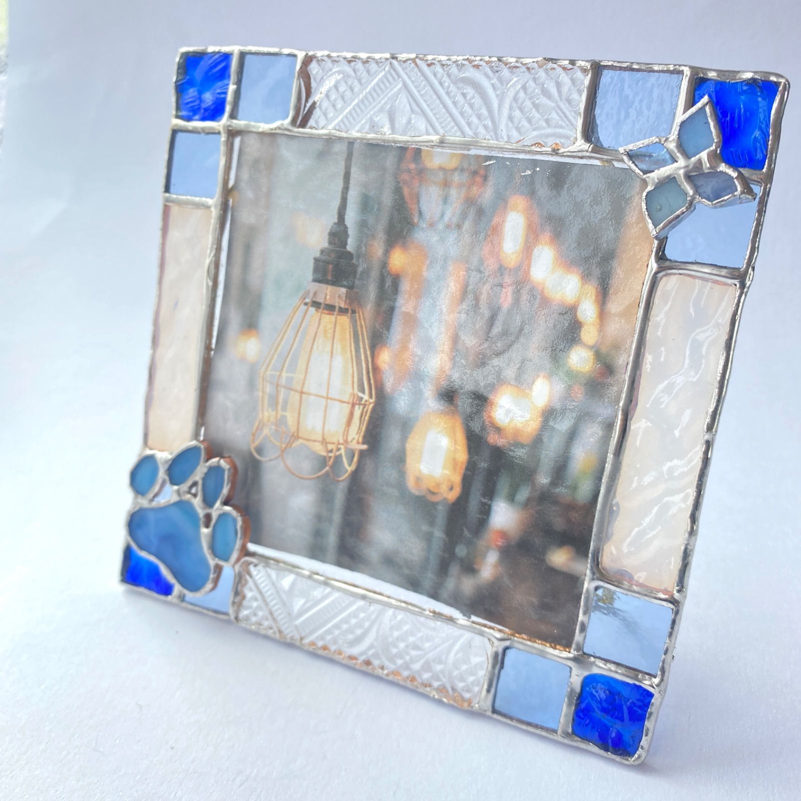 💙💙ステンドグラス フォトフレーム 青💙💙 - メルカリ