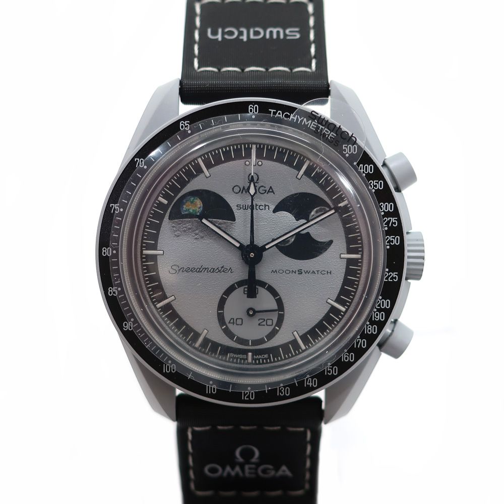 天白 OMEGA×SWATCH オメガ×スウォッチ ムーンスウォッチ ミッション トゥ アースフェイズ SO33M700 MISSION TO EARTHPHASE クォーツ メンズ腕時計