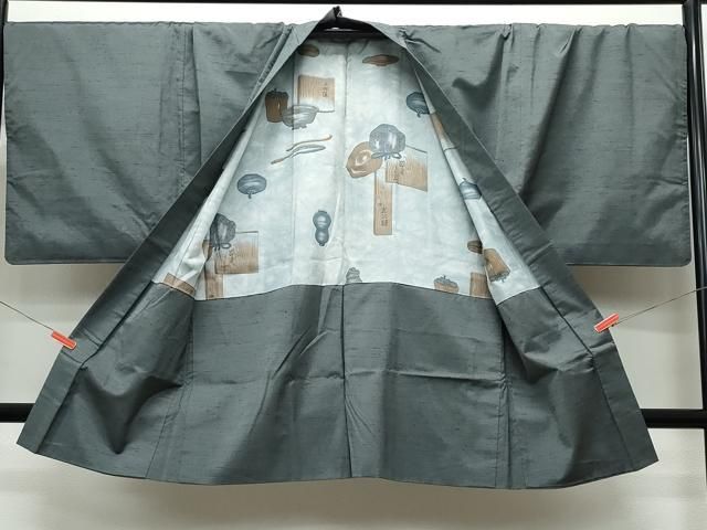 平和屋着物○男性 紬 アンサンブル 羊羹色 正絹 逸品 CAAS8509vf  