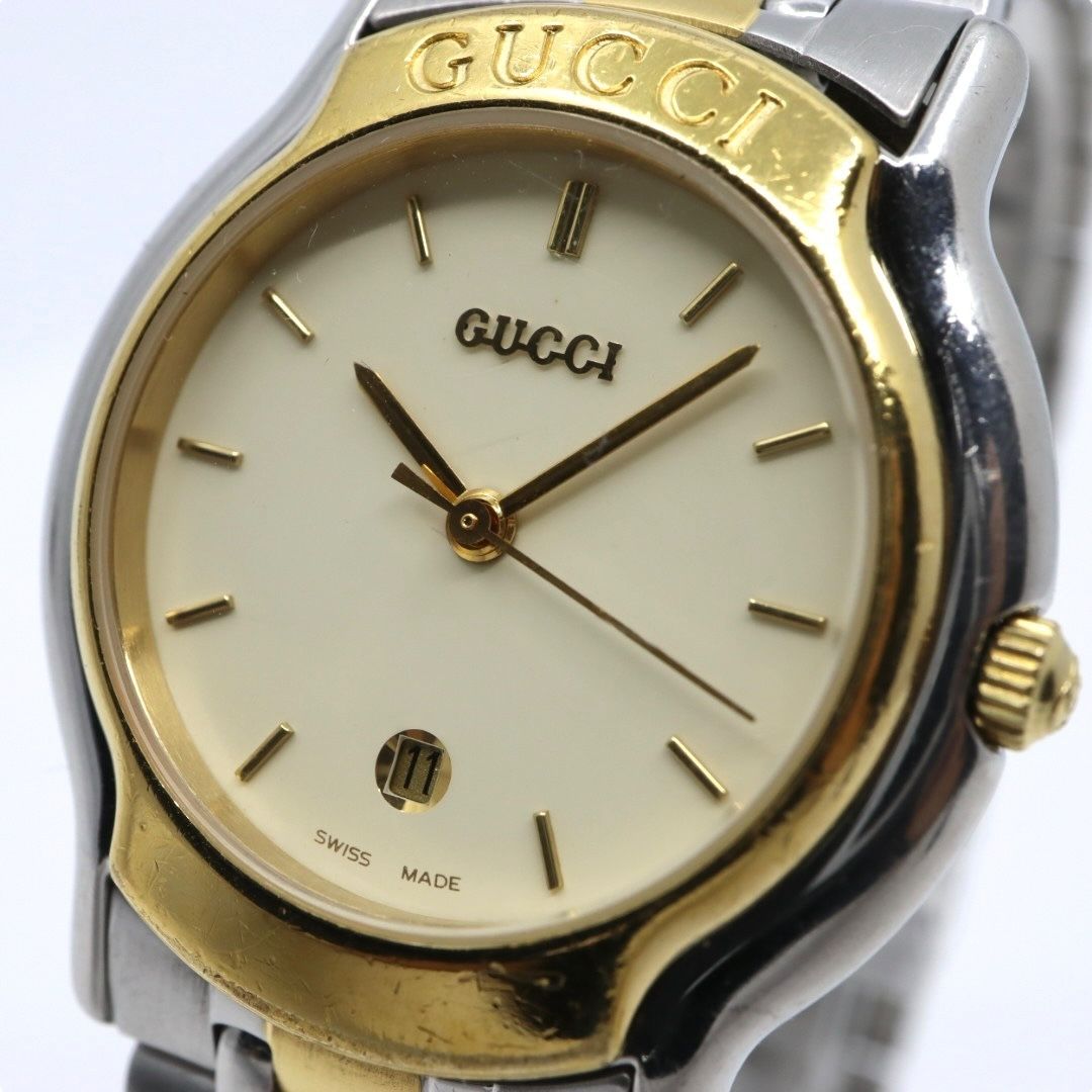 GUCCI/グッチ 8000L コンビベルト 腕時計 ゴールド×シルバー