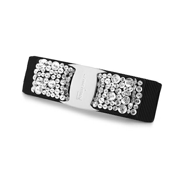 新品 フェラガモ FERRAGAMO バレッタ FERM CRYSTAL バレッタ