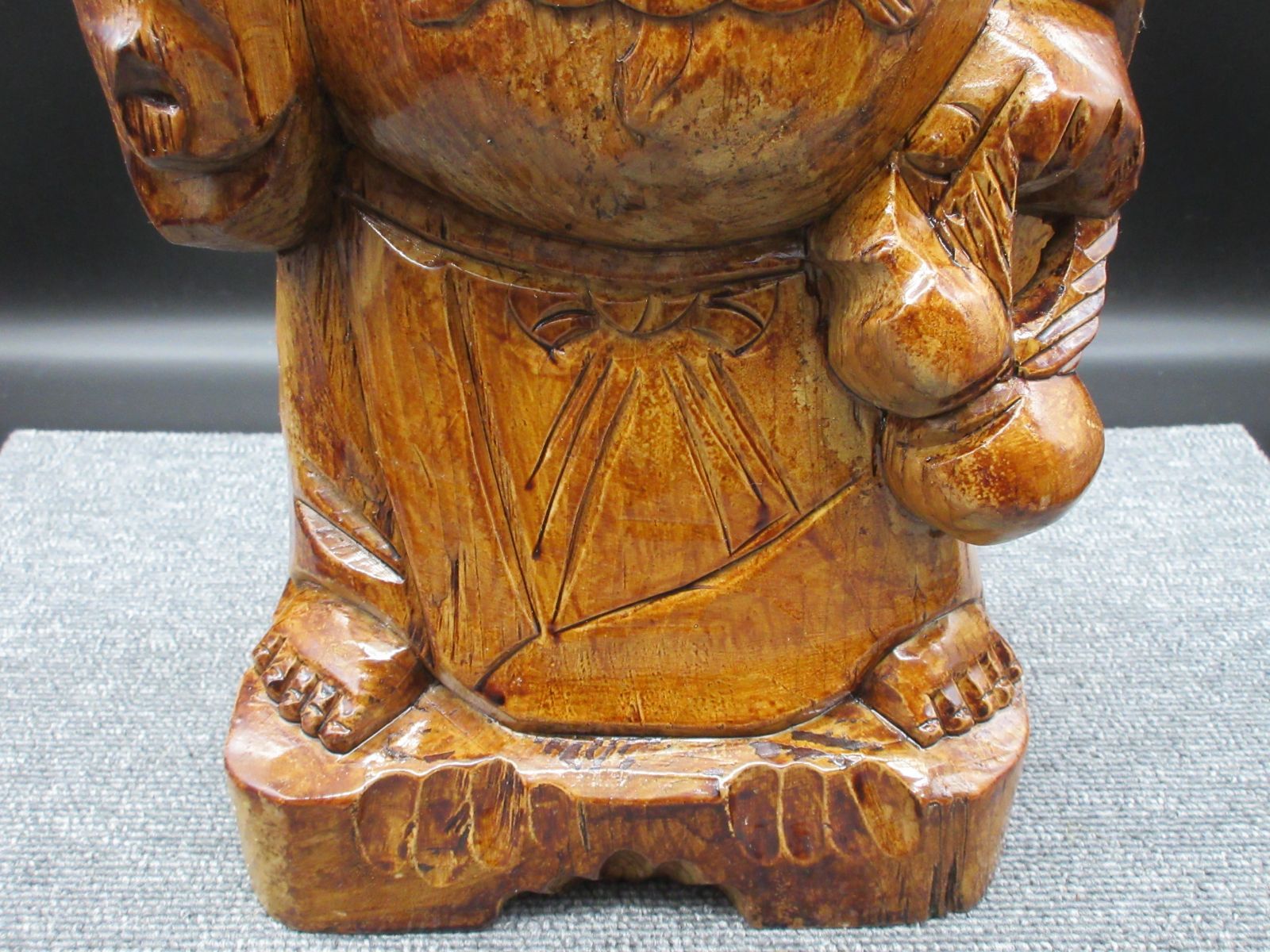 木彫り 彫刻 七福神 布袋様 布袋 ほてい 縁起物 置物 (大) type