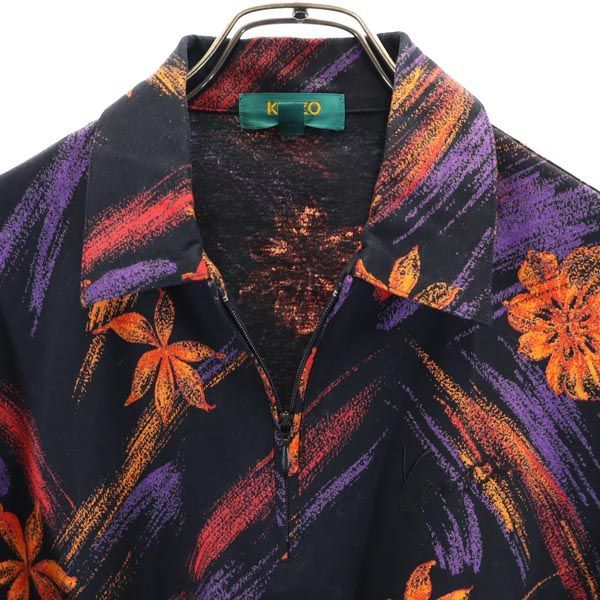 KENZO - ケンゾー ゴルフ 日本製 総柄 長袖 ハーフジップ ポロシャツ 2 ブラック系 KENZO GOLF レディース ケンゾー ゴルフ 日本製 総柄 ハーフジップ 長袖 ポロシャツ 2