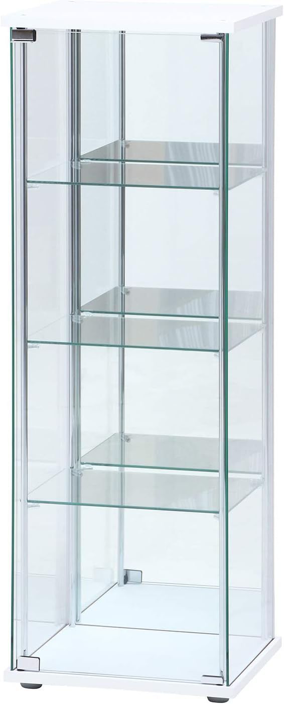 不二貿易 ケース フィギュアケース 4段 幅42.5×奥行36.5×高さ120cm ホワイト 強化ガラス 背面ミラー 組立商品 97338