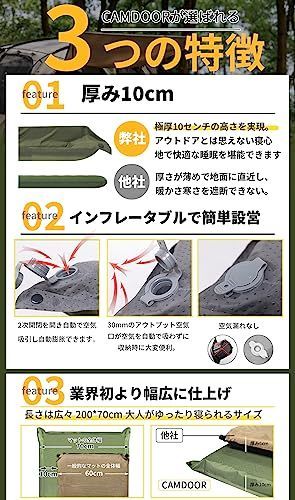 初売り大特価】ベージュ（2個セット）_10CM キャンプ マット エアー