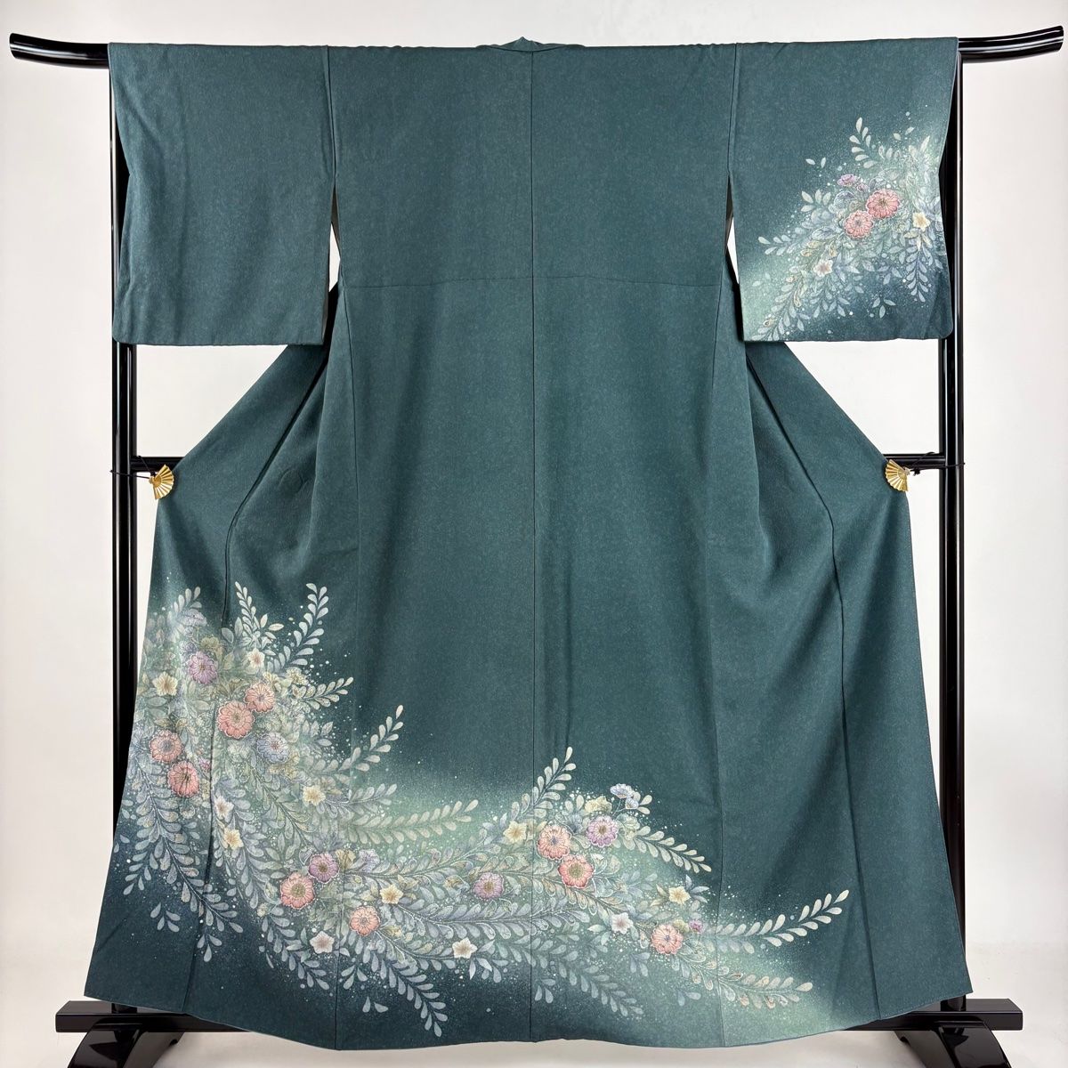 辻が花 絞り 訪問着 正絹 袷 緑 黄緑 白 威光茶 1247 | kimono Re:和