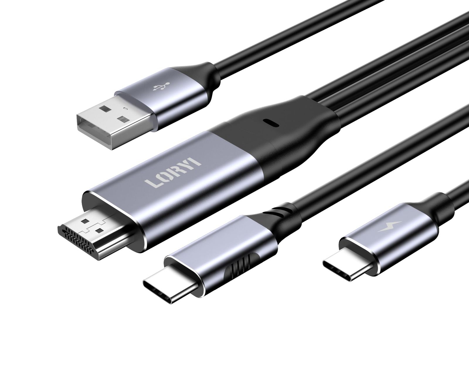 【迅速発送】HDMI to Type-C 変換ケーブル 4K＠60Hz 2.5ｍ USB-C給電 HDMI to USB Type C AR グラス HDMI 変換アダプター Xreal Nreal Air モバイルモニター XREAL Beam USB-A