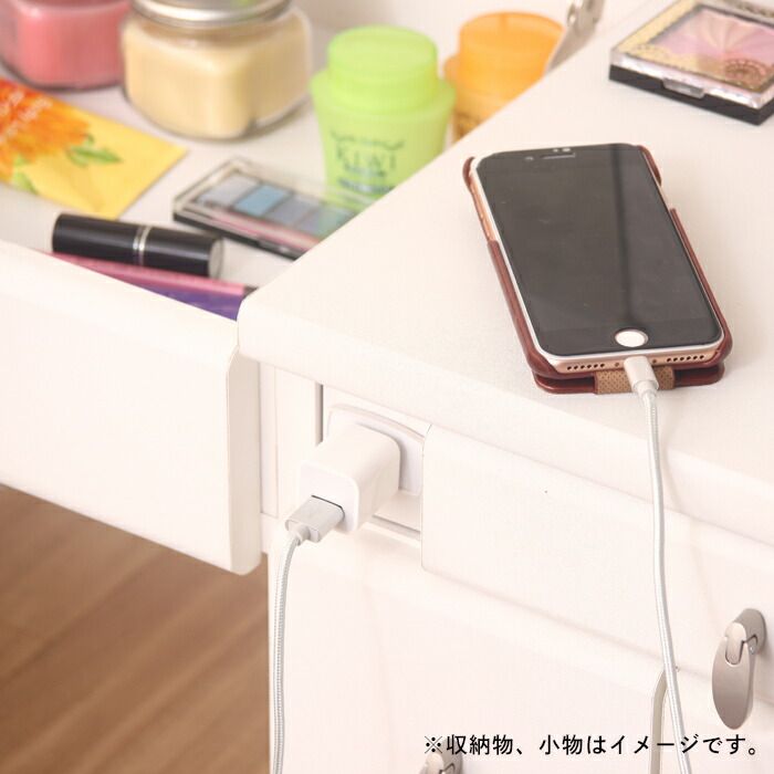 ロードレッサー 収納 ドレッサー デスク ロータイプ テーブル 一面ドレッサー 鏡台 机 つくえ 姫系 コンセント付 メイク台 化粧台 メイク コスメ 収納 ミラー ホワイト シンプル