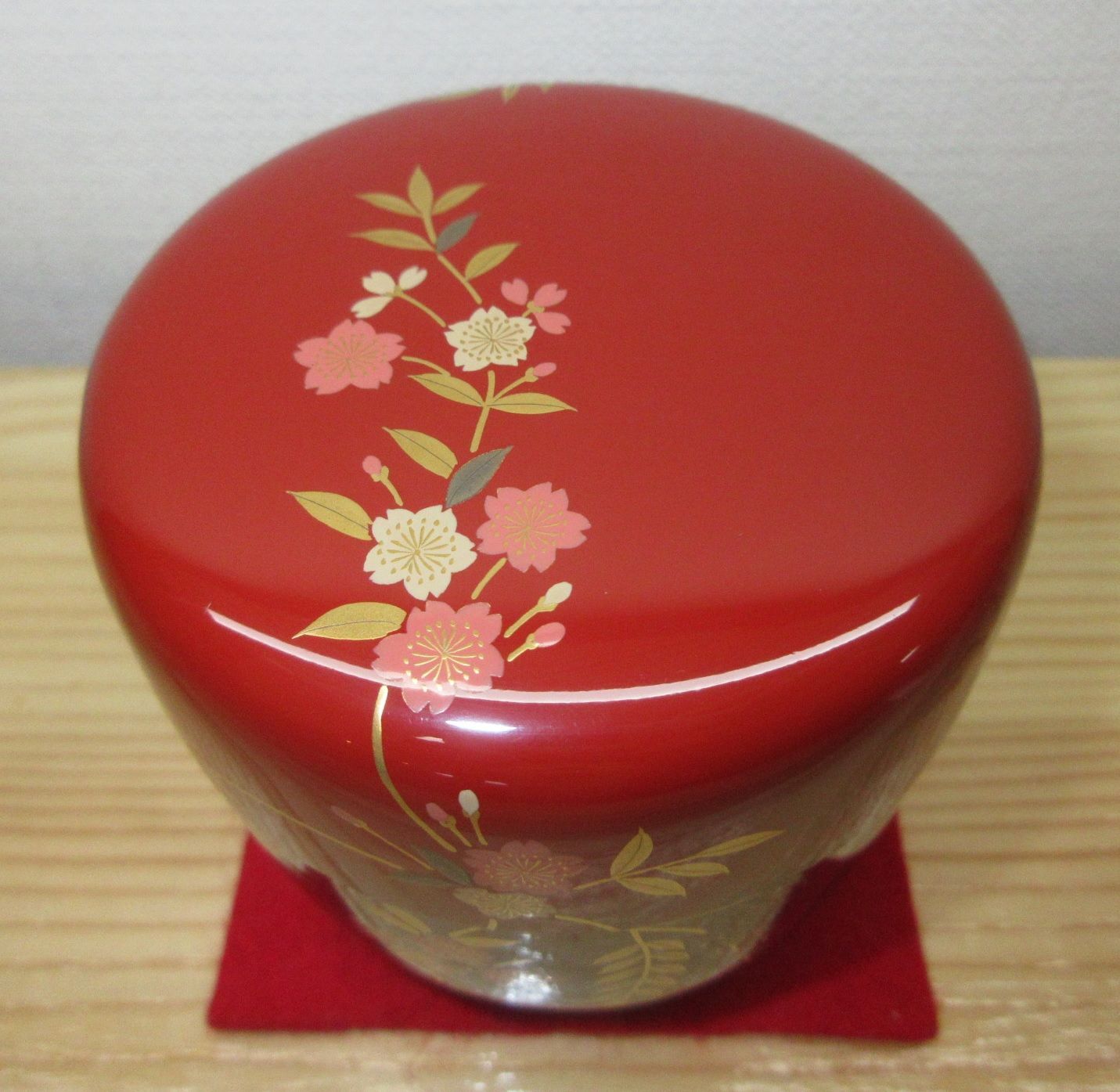 逢絢亭・新品】茶道具 大棗 山中塗 春野蒔絵 螺鈿細工 ボカシ塗り 木製 