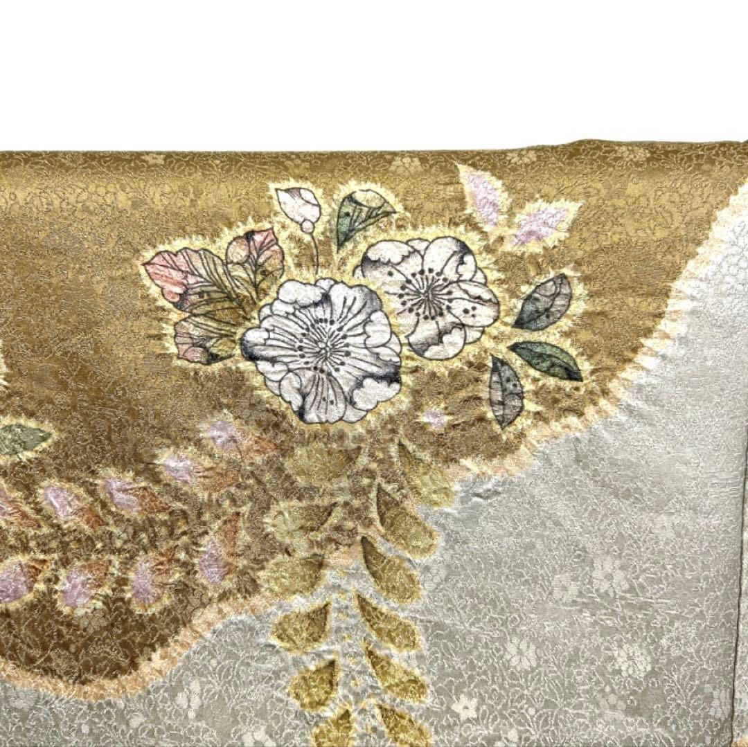 桐屋翠山工房　訪問着　辻ヶ花　作家もの　金通し　絞り　紋無し　着物　094b d 桐屋翠山工房 訪問着 辻ヶ花 作家もの 金通し 絞り 紋