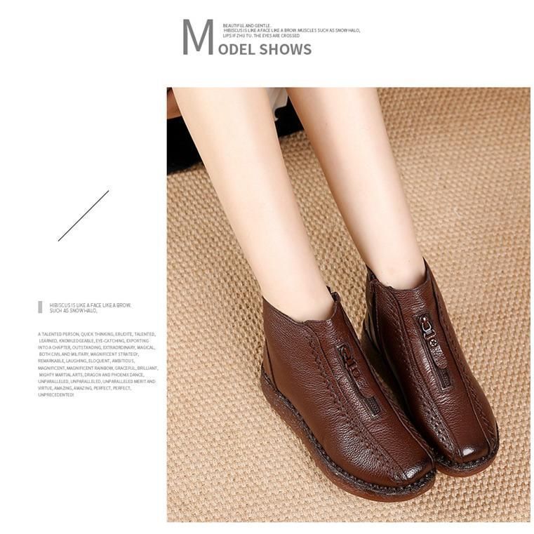 ブーツ レディース 牛革 本革 裏ボア ショートブーツ サイドジップ 革靴 レザーシューズ 秋冬 暖かい やわらか KIN-KAAI_COM