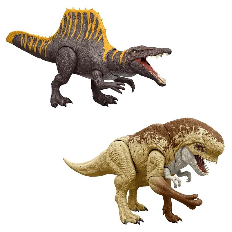 マテル ジュラシックワールド JURASSIC WORLD ほえるスピノサウルスとほえるディストータス レックス 2体組 子供向けフィギュア 恐竜 おもちゃ 4歳から マルチ JGB56-JGB58_AS16