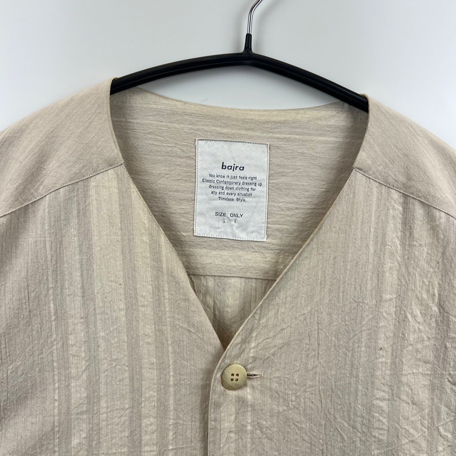 bajra バジュラ ノーカラージャケット ブルゾン コットン ストレッチ M bajra archive NC jacket ONE SIZE 360S06 バジュラ ノーカラー