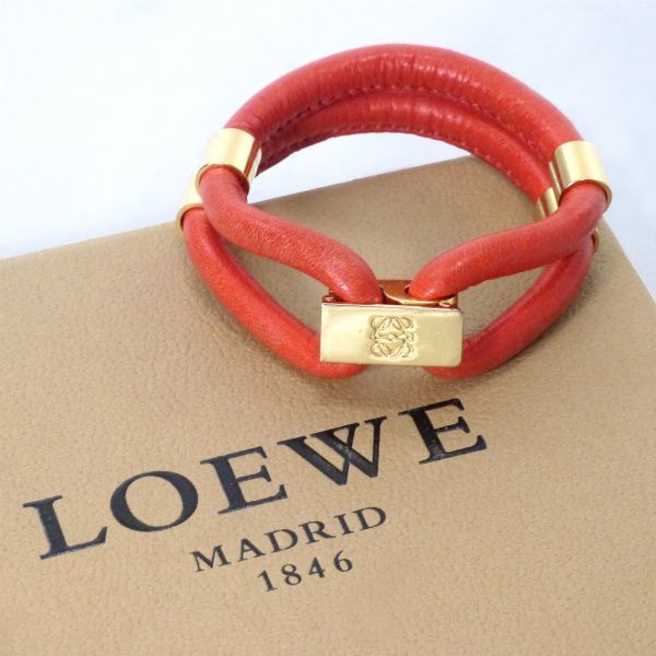 LOEWE アナグラムロゴ レザー２連ブレスレット（オレンジ） - メルカリ