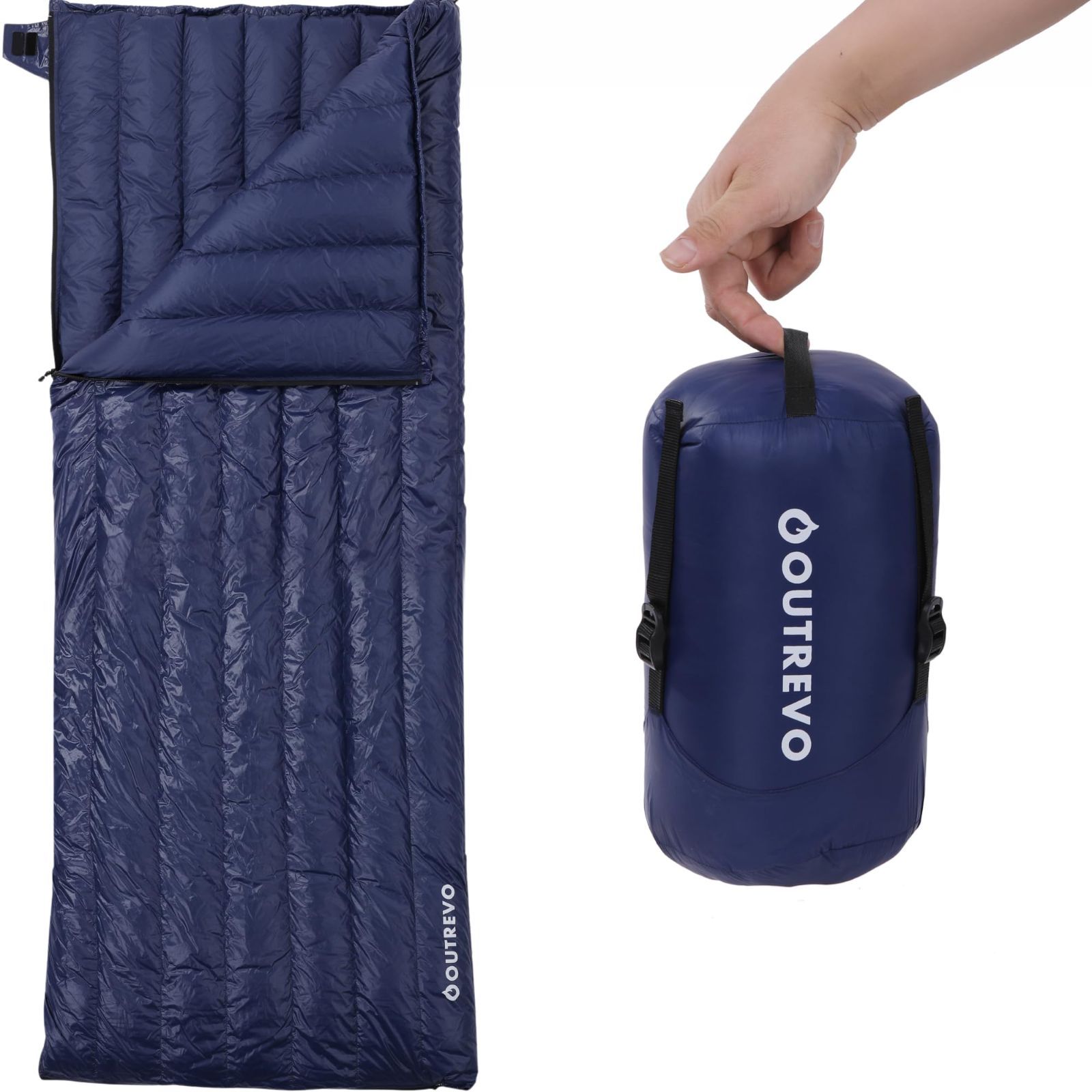OUTREVO 寝袋 ダウン 封筒型 軽量 防水 グースダウン 400g 連結してふたり用に コンパクト シュラフ アウトレボ