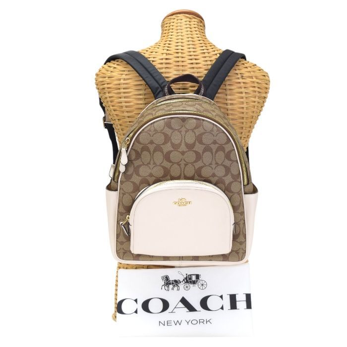 【ABランク】 コーチ COACH コート バックパック PVC / リファインド ペブル レザー 5671 リュック デイパック かばん バッグ レディース チョーク (アイボリー) / カーキ (ベージュ) 正規品 中古 mbi21017 コーチ COACH コート バックパック PVC / リファインド ペブル レザー