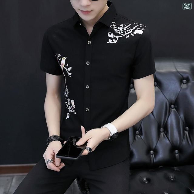 種類6：M/F：302スカイブルー メンズ ファッション 服  オシャレ シンプル 大人 かっこいい 大きいサイズ ストリート 紳士服 半袖 シャツ 韓国スタイル カジュアル プリント 夏 フラワーシャツ