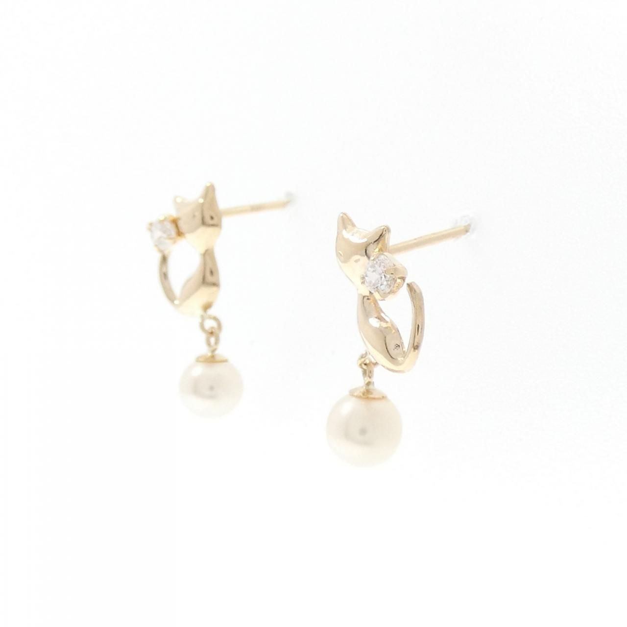K10YG キャット 淡水パール ピアス