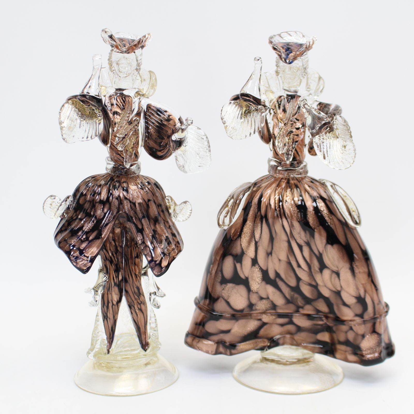 ムラーノ　ベネチアングラス　金彩　ガラス人形　ペア　murano フィギュリン ベネチアングラス ムラノ イタリア 人形 フィギュリン 貴婦人