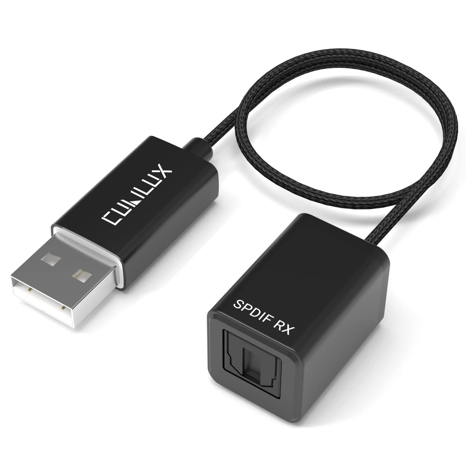 【人気商品】- USB SPDIF A 入力アダプター【ステレオ録音専用、オーディオ再生用ではない】USB 光ラインインドングル、Toslink to USB レシーバー、USB A SDPIF Cubilux RX インターフェイス ラップトッ