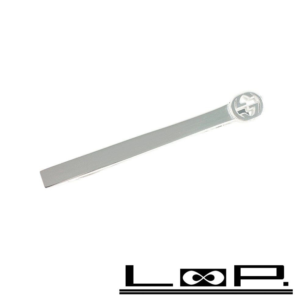 美品　グッチ ネクタイピン インターロッキング GG ロゴ シルバー SV 925 箱 【205507】