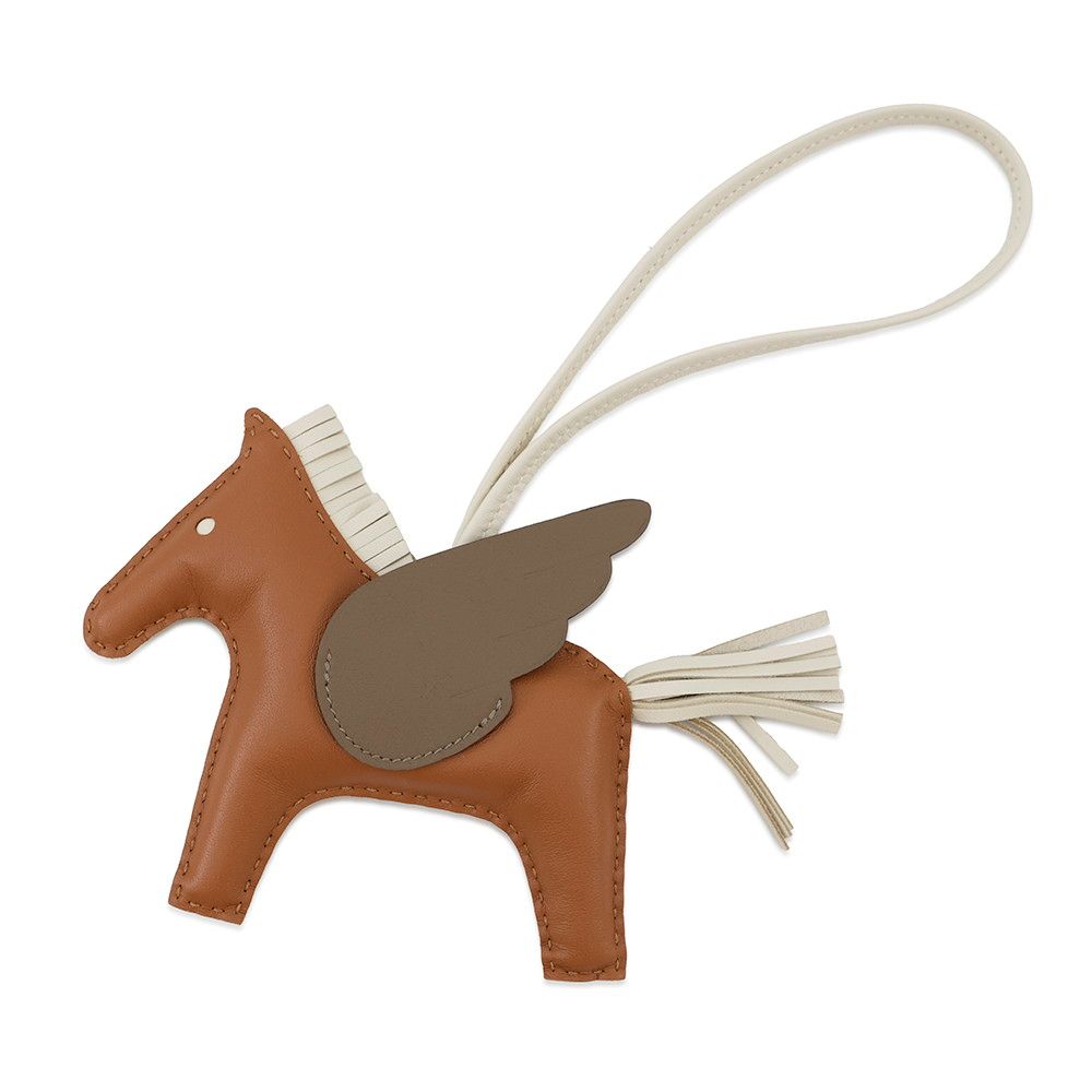 エルメス バッグチャーム ロデオMM ペガサス ゴールド|クレ|エトゥープ ラムスキン W刻印 HERMES チャーム オーナメント
