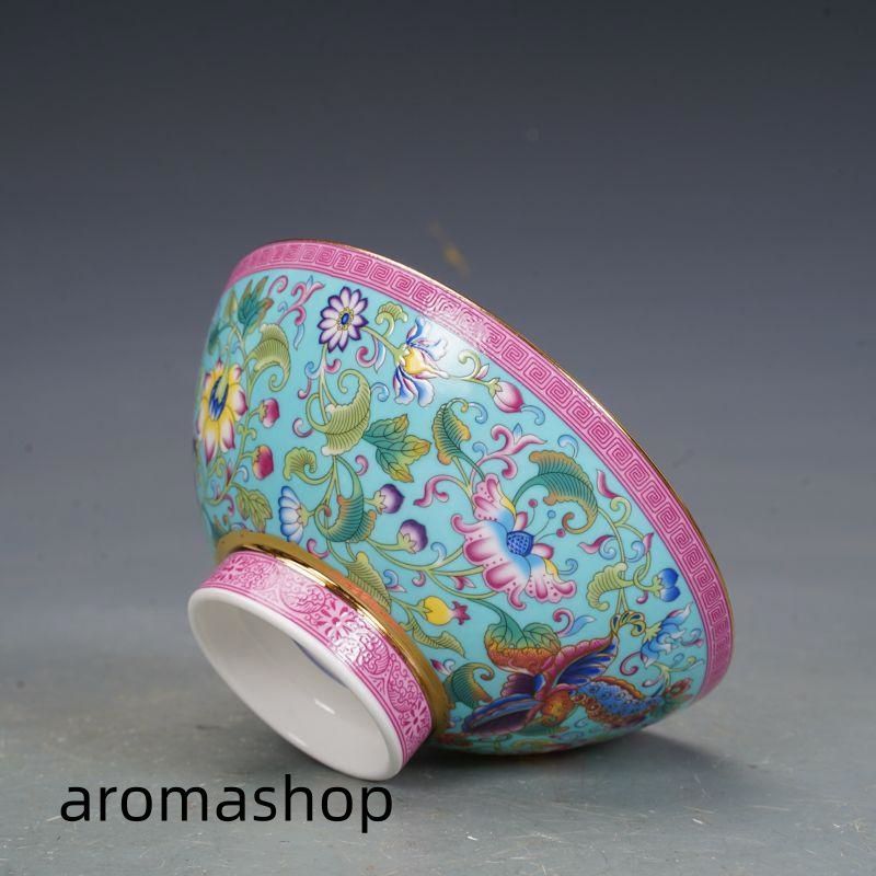 清乾隆磁器琺瑯彩花卉蝶碗 景徳鎮 陶磁器 装飾品 現代工芸品
