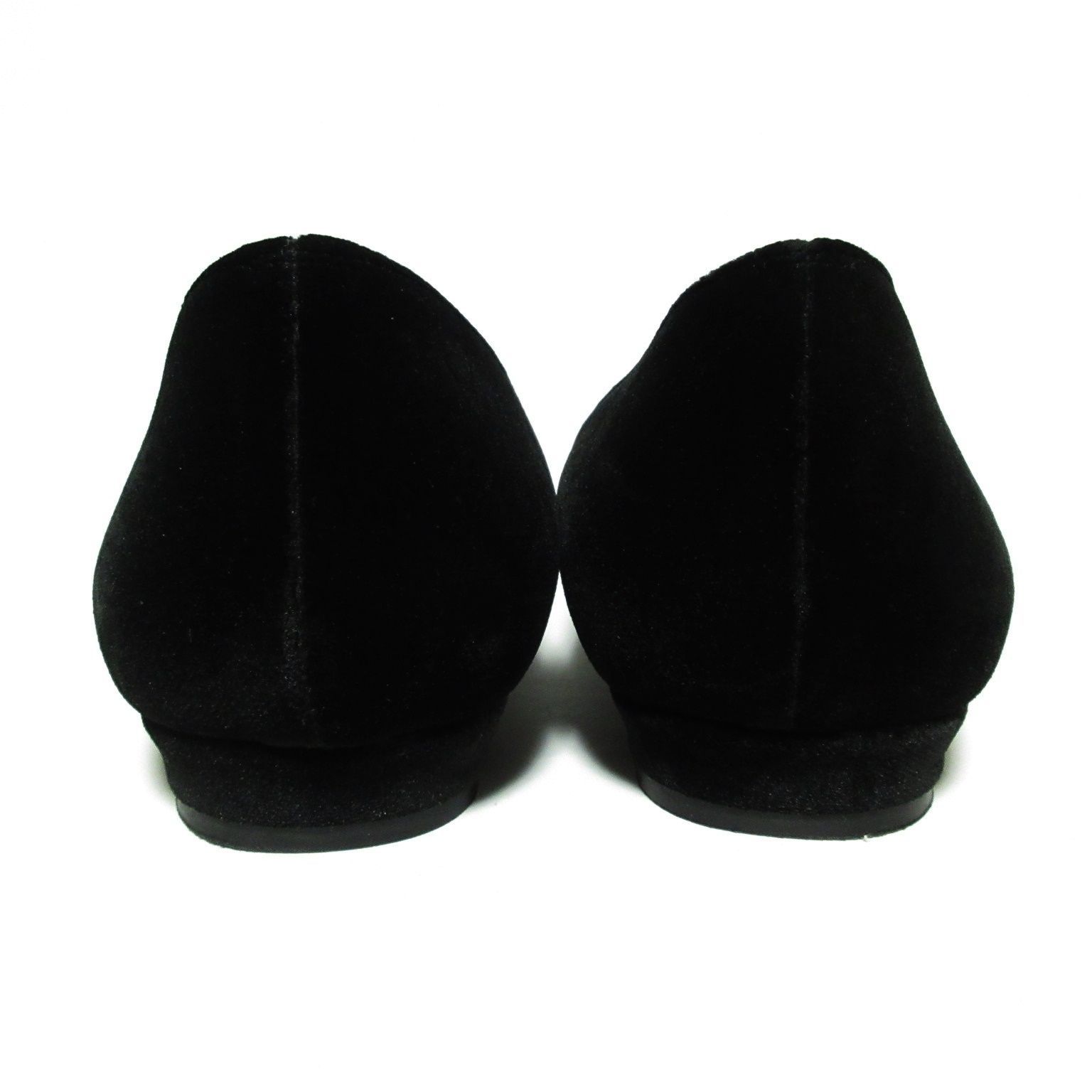 美品MANOLO BLAHNIKハンギシ黒フラット シューズ パンプス38.5約24.5