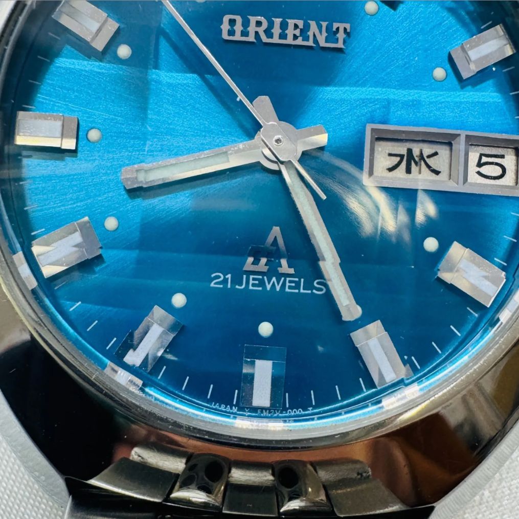 オリエントクロノエース21j自動巻き 腕時計 青
