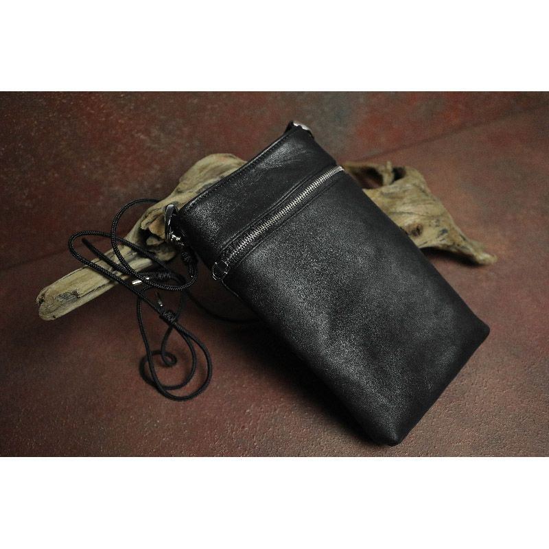 本革製 スマートフォン ショルダー ポーチ | ジップポケット デザイン