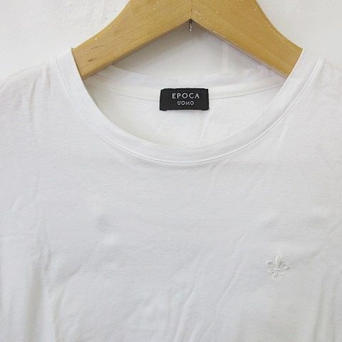 エポカ ウォモ EPOCA UOMO Tシャツ カットソー 半袖 丸首 刺繍 綿 白 