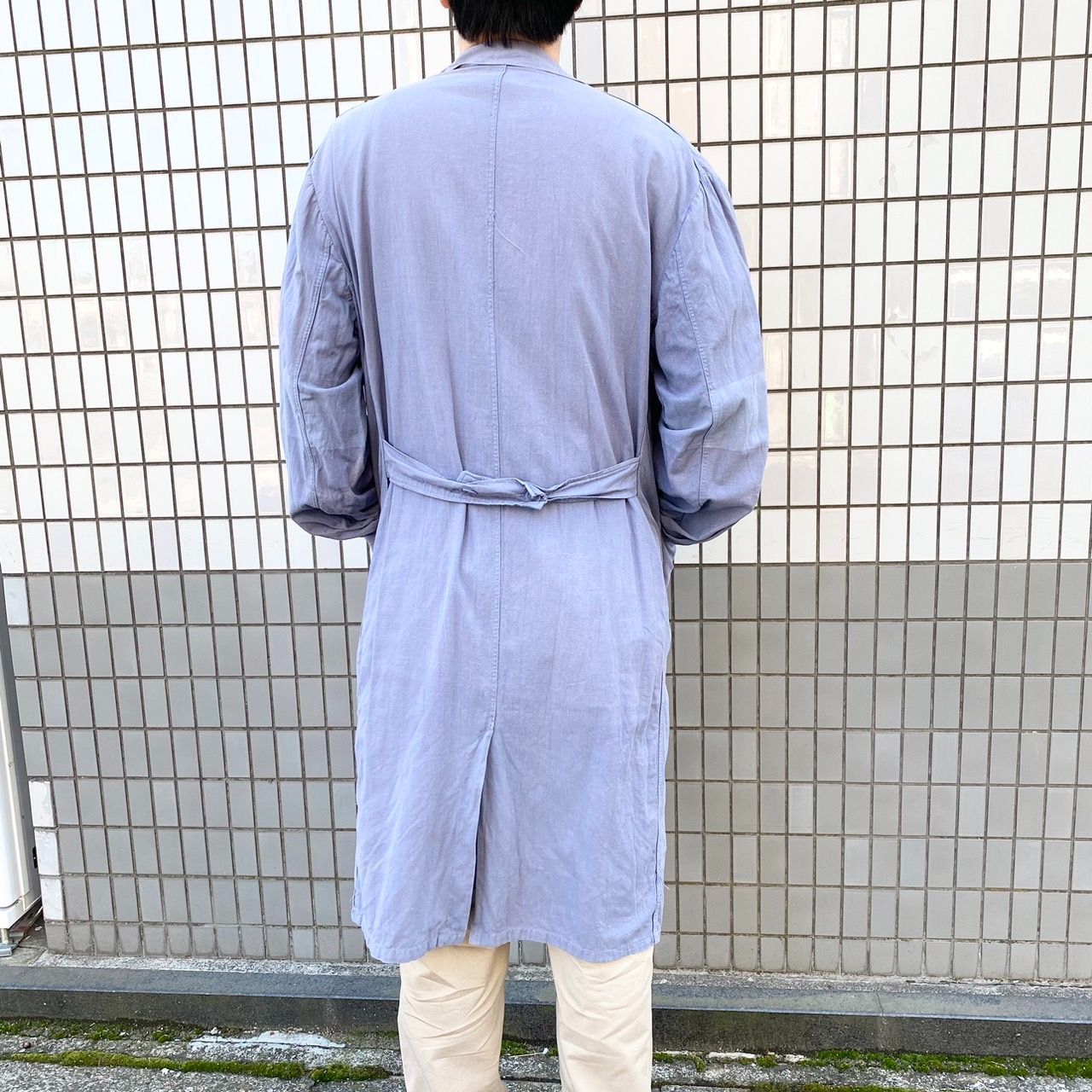 ユーロワークコート ロング丈 ロングコート 長袖 L位 ブルーグレー系