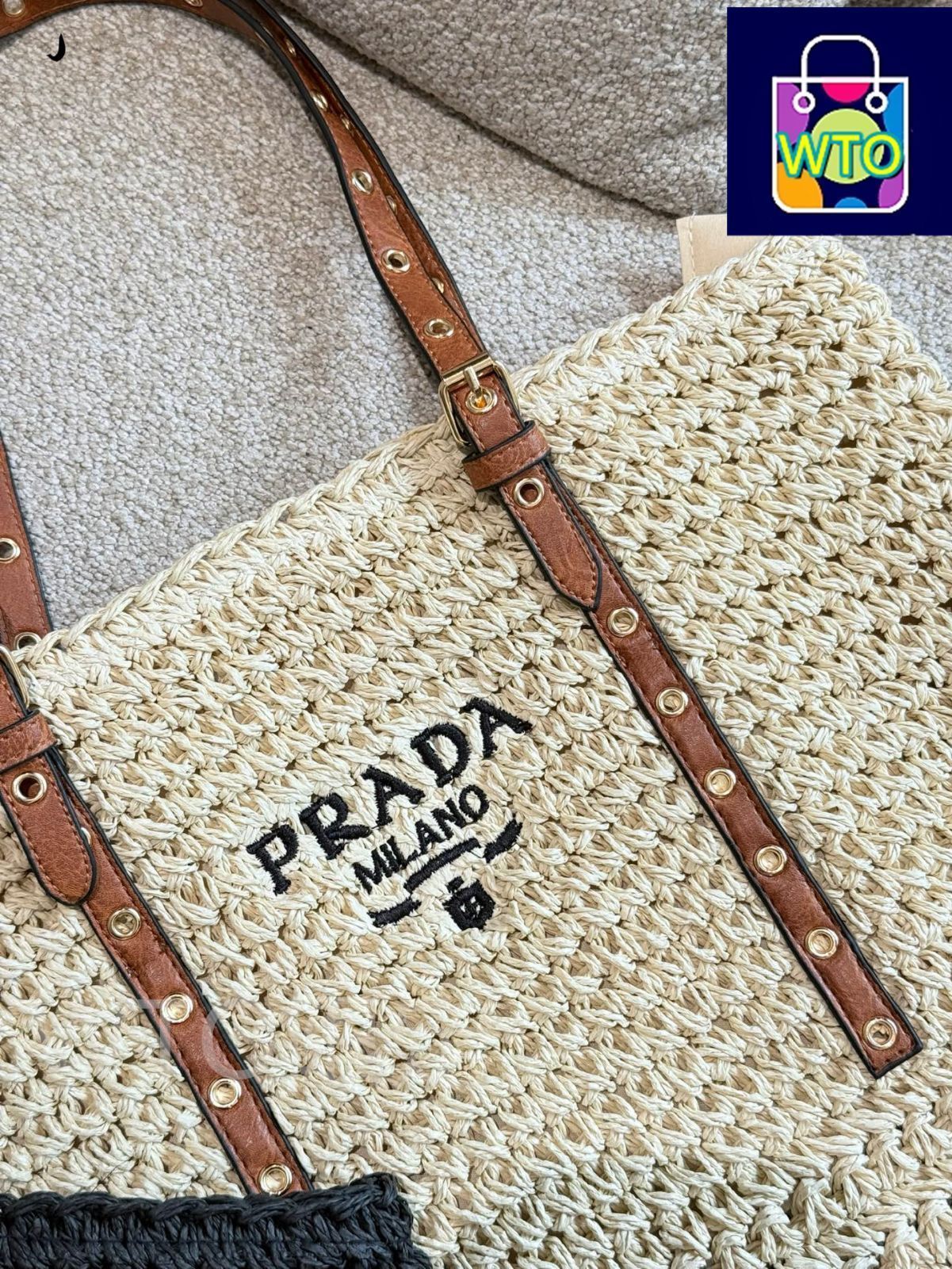 今日特価】Prada Straw Tote Bag - ストローショッピングバッグ