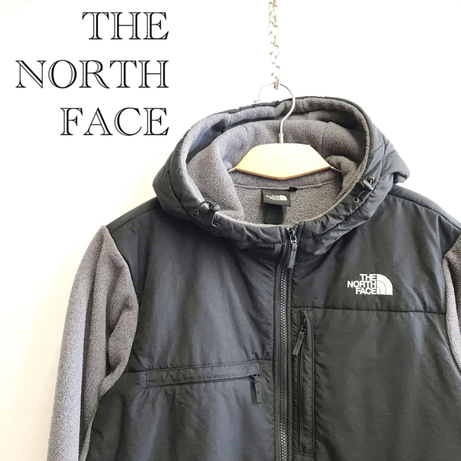 THE NORTH FACE DENALI HOODIE NA71832 ノースフェイス デナリ フーディー フリースジャケット L グレー ブラック メンズ ファッション