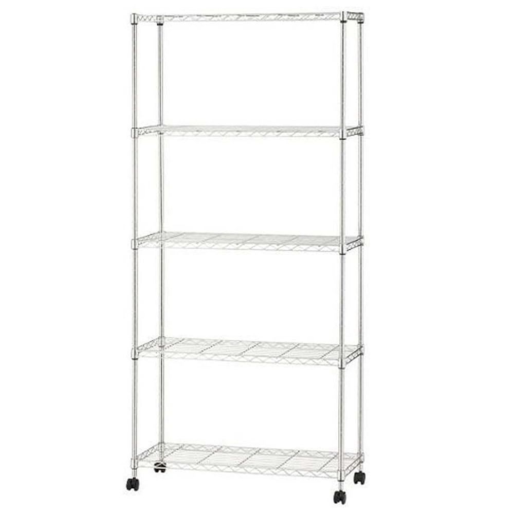 新商品 スチールラック メタルシェルフ 幅80×奥行35×高さ174.5cm サビに強い ポール径19mm 防サビ加工 シルバー キャスター付き 5段 メタルラック本体 SEM-8018 OHYAMA アイリスオーヤマ IRIS