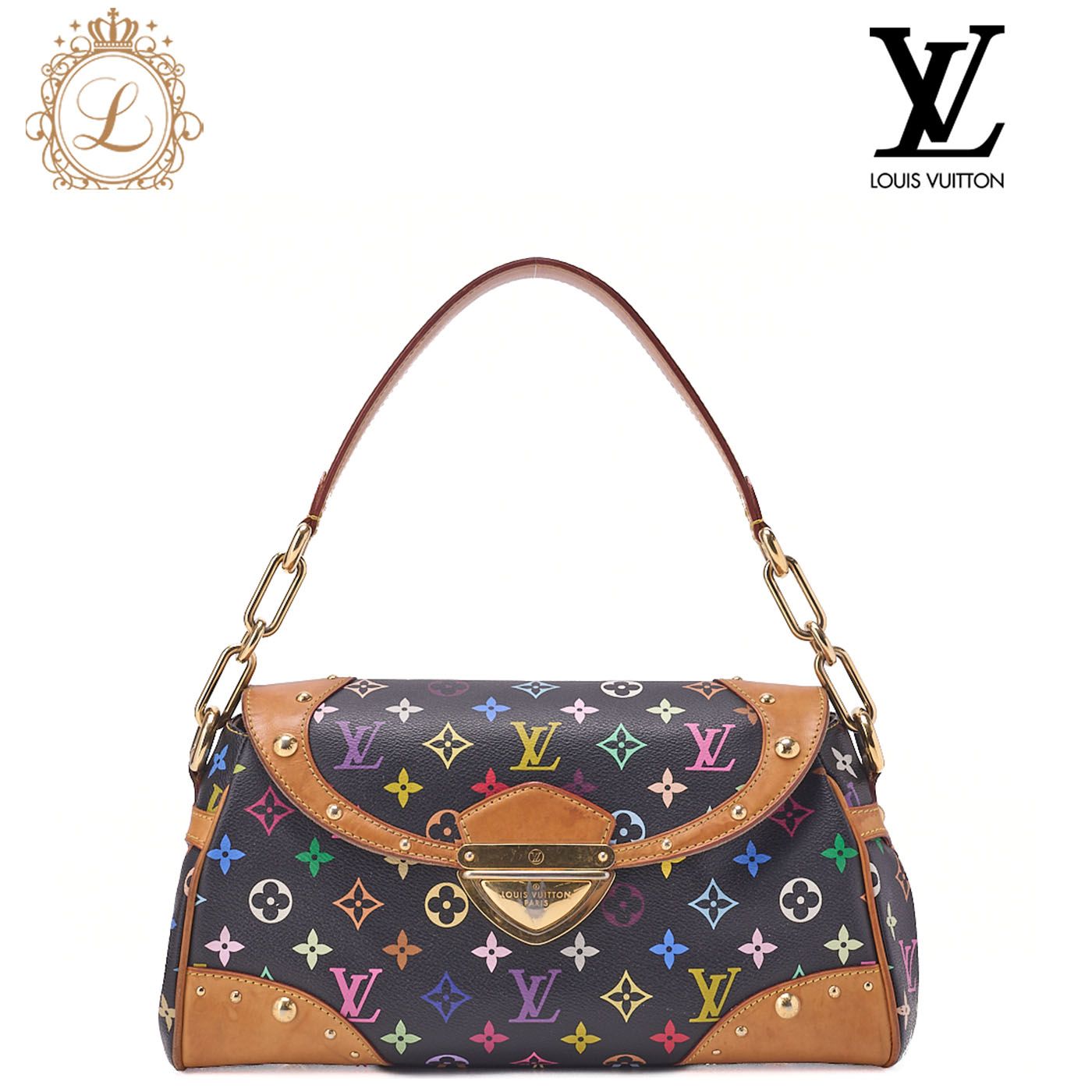 LOUIS VUITTON ルイヴィトン モノグラム マルチカラー ビバリーＭＭ ハンドバッグ M40204 ゴールド金具 ショルダーバッグ 送料無料