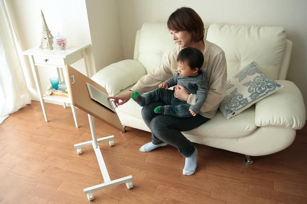 オスマック サイドテーブル キャスター付き 高さ64?98.5cm 折りたたみ 高さ調節 昇降 ブラウンオーク SCY-2168M4CBO オスマック サイドテーブル キャスター付き 高さ64?98.5cm 折りたたみ