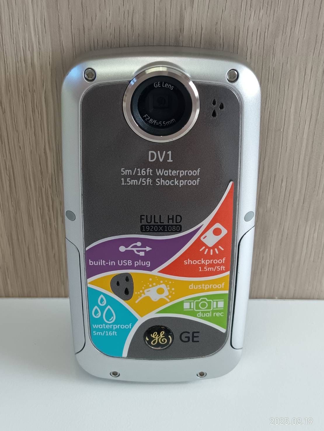 完動品 GE DV1 デジタルHDビデオカメラ ブルー 防水 動作確認済み SD Amazon | GE フルハイビジョン ビデオカメラ DV1 CMOS503万画素