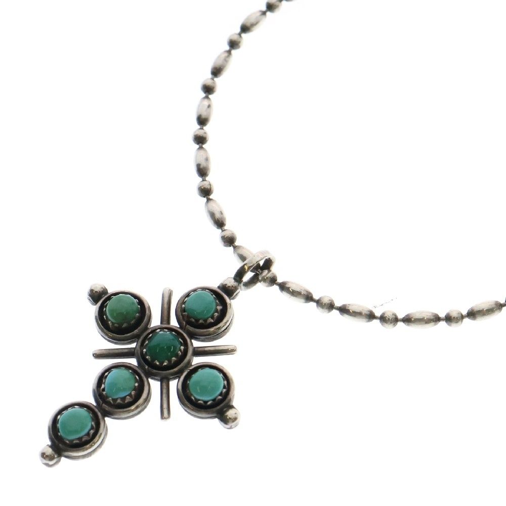 INDIAN JEWELRY インディアンジュエリー クロス ストーン バイ ネックレス シルバー|グリーン|レッド