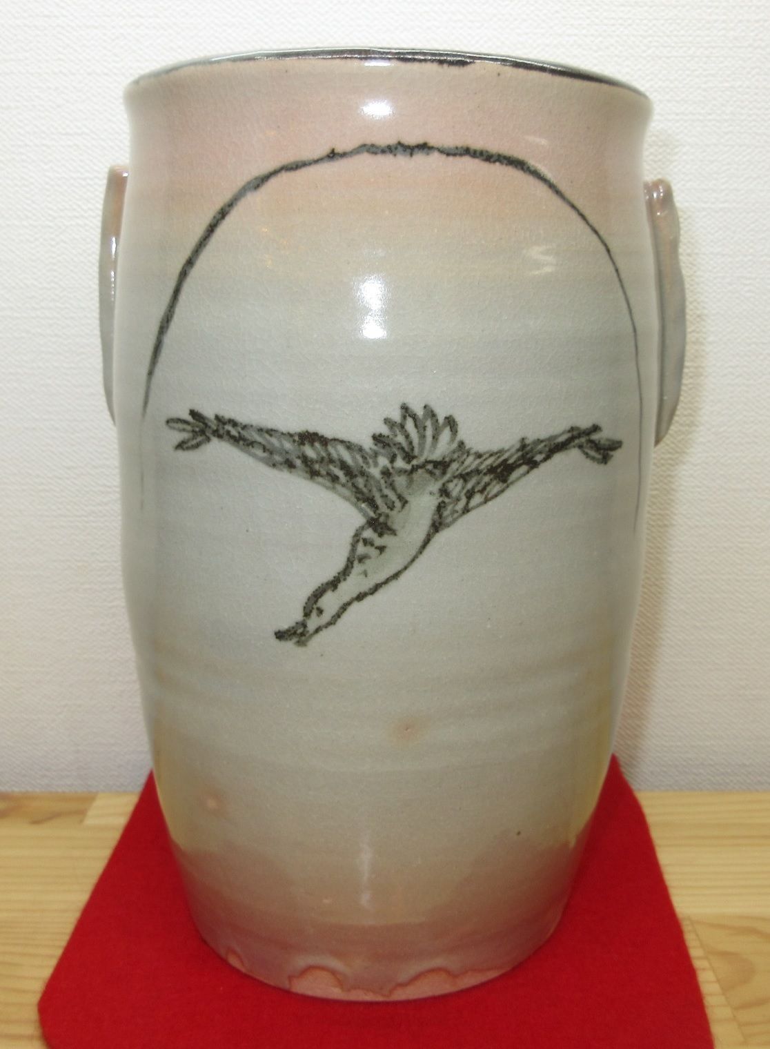 逢絢亭・新品】茶道具 水指 細水指 京焼 落雁の図 中村与平 紙箱入り