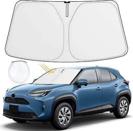 車種 -50車種以上 トヨタ ヤリスクロス フロント サンシェード yaris cross R2.08現行 二層高密度生地 車用 サンシェード 遮光 UVカット 高密度生地 日焼け防止 劣化防止 断熱 簡単着脱 折り畳み式サンシェー