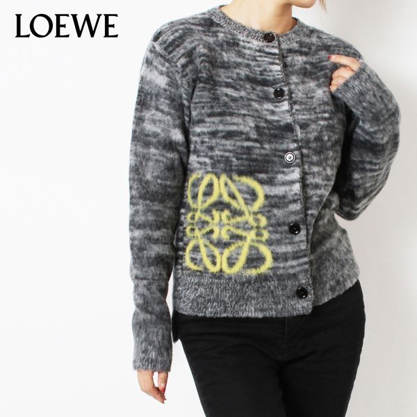 ロエベ LOEWE  ANAGRAM INTARSIA CARDIGAN アナグラム インターシャ カーディガン【BLACK/WHITE】 S359Y16K29  1102/【2023SS】l-tops