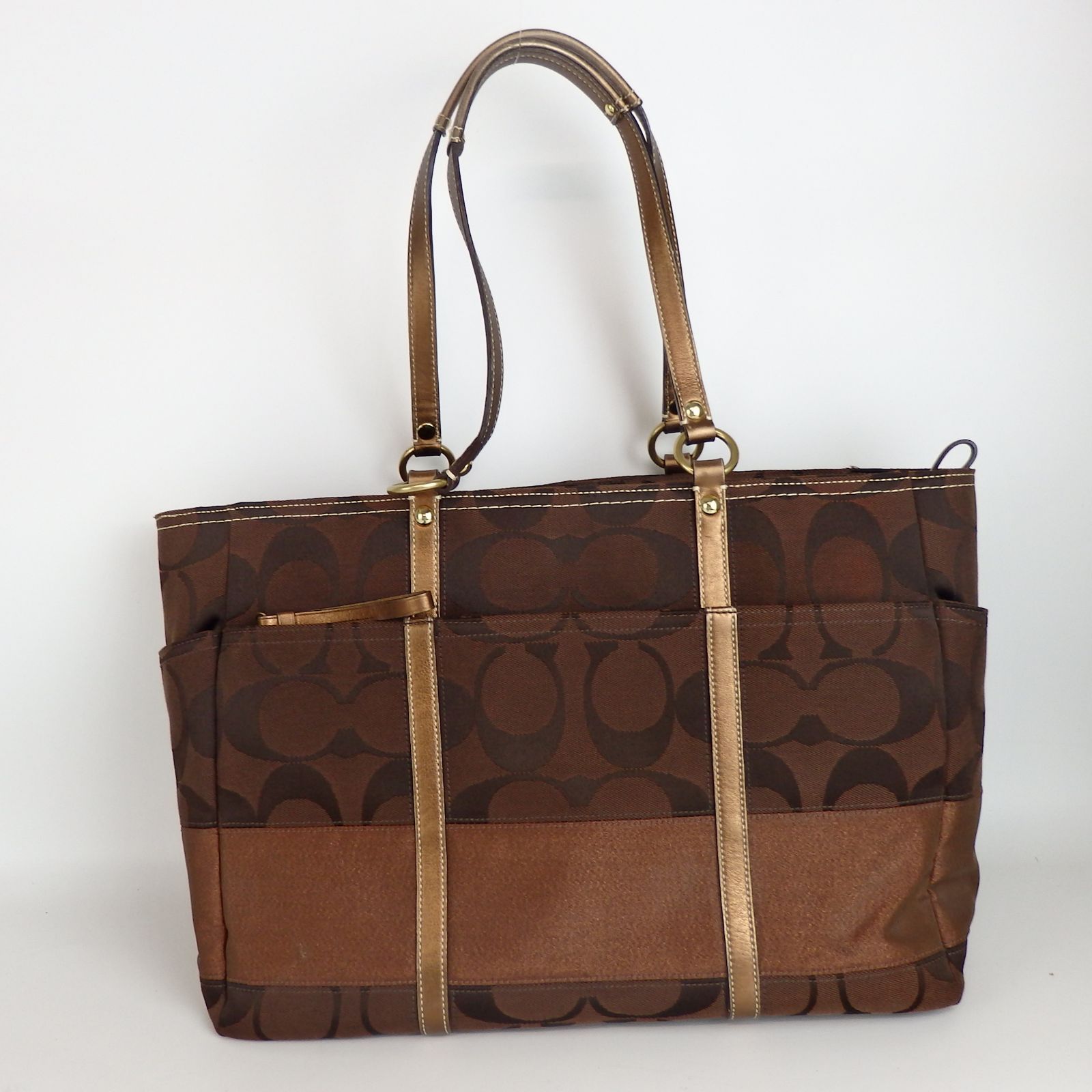 COACH】コーチ シグネチャー 総柄 トートバッグ ブラウン 10838 レザー 