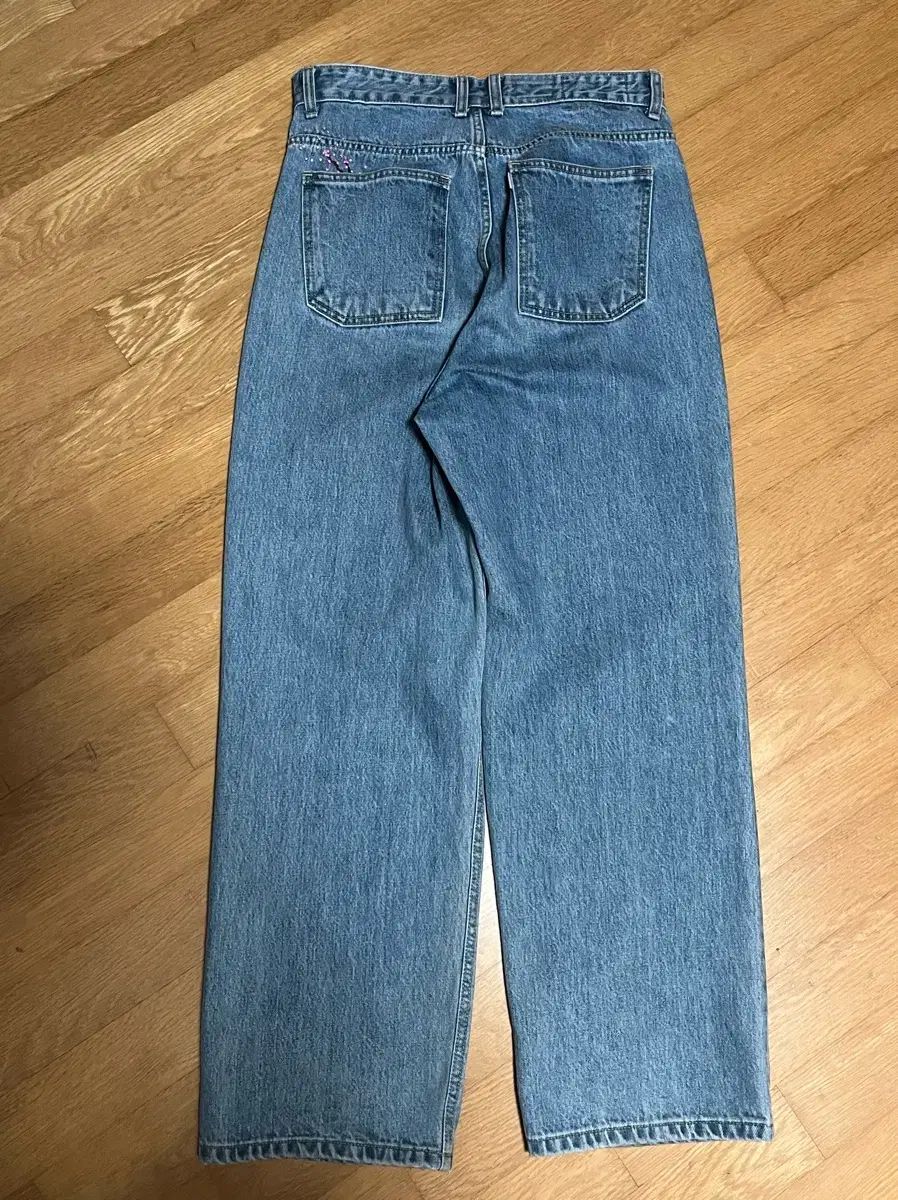 s 21ss youth ユース ワイド デニム パンツ ミッド 青